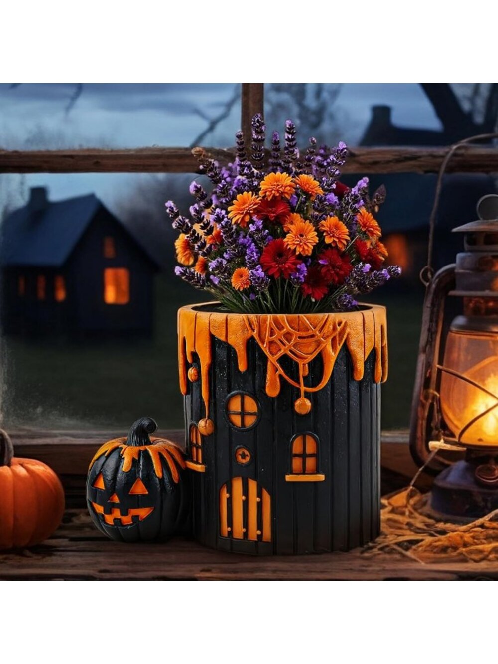 Unique Halloween Pumpkin Planters with Drainage - Cute Indoor/Outdoor Flower
